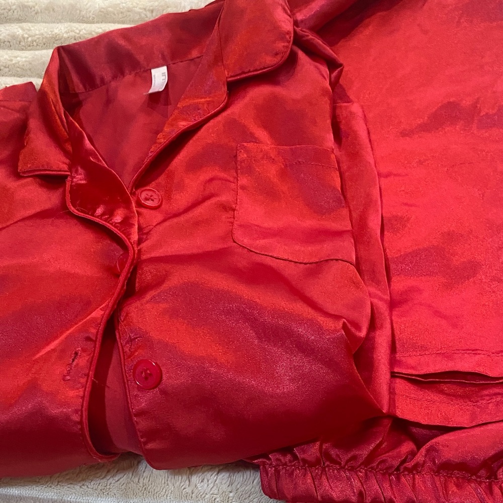 Red Satin Women's Pajama Set